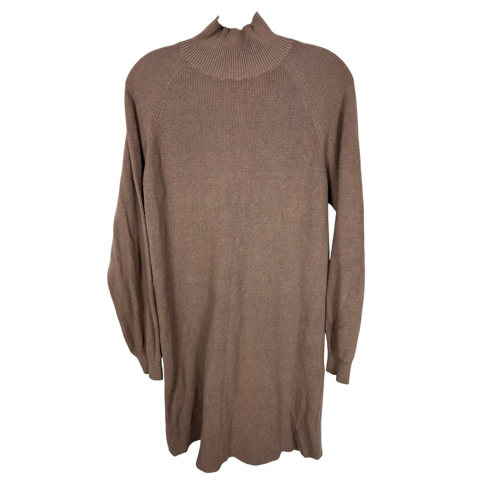 Gentle Fawn Mauve Neutral Brown Mock Neck Ribbed‎ Knit Sweater Dress Size Large